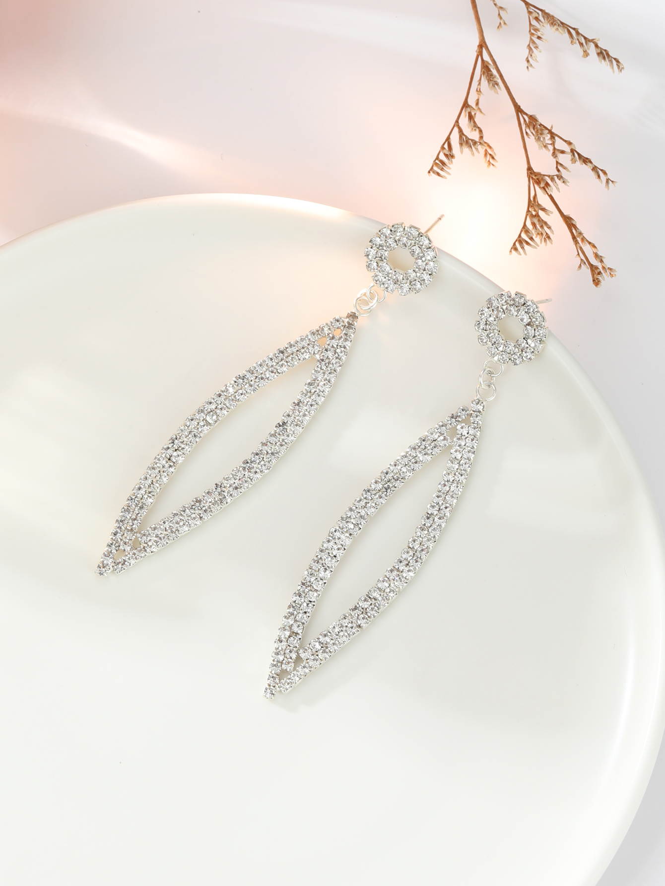 Fashion Geometric Copper Inlay Diamond Drop Earrings 1 Pair