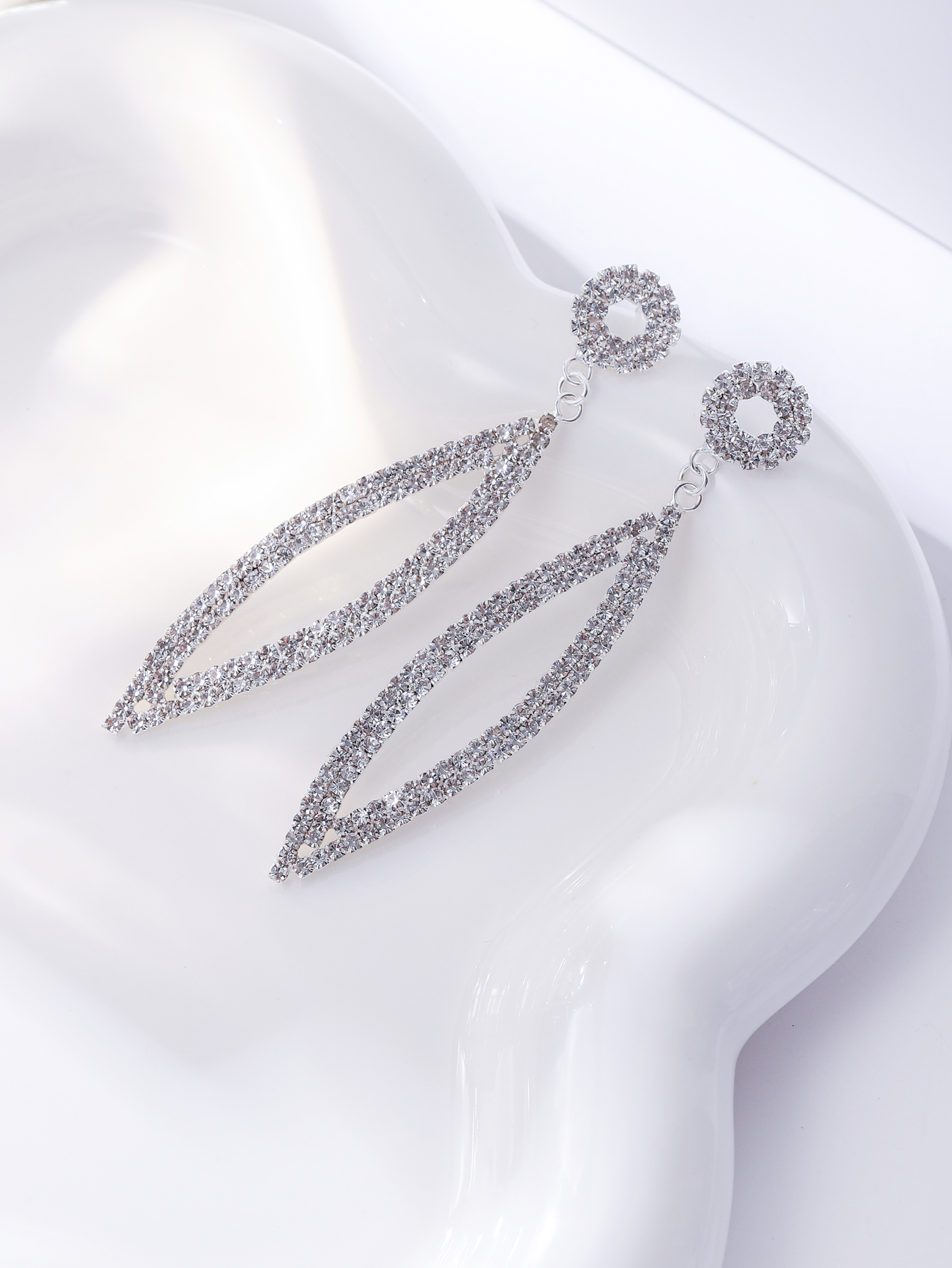 Fashion Geometric Copper Inlay Diamond Drop Earrings 1 Pair