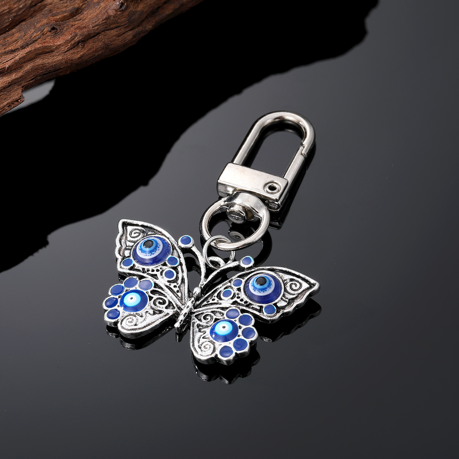 Retro Devilu0027S Eye Butterfly Alloy Womenu0027S Earrings Keychain Necklace