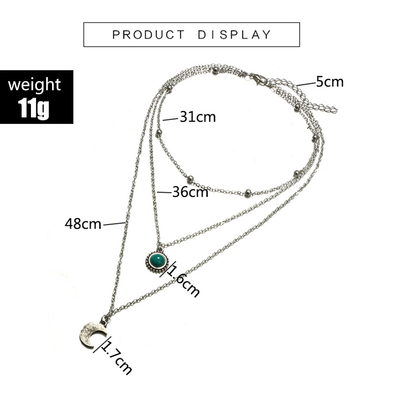 Fashion Moon Alloy Plating Turquoise Womenu0027S Layered Necklaces