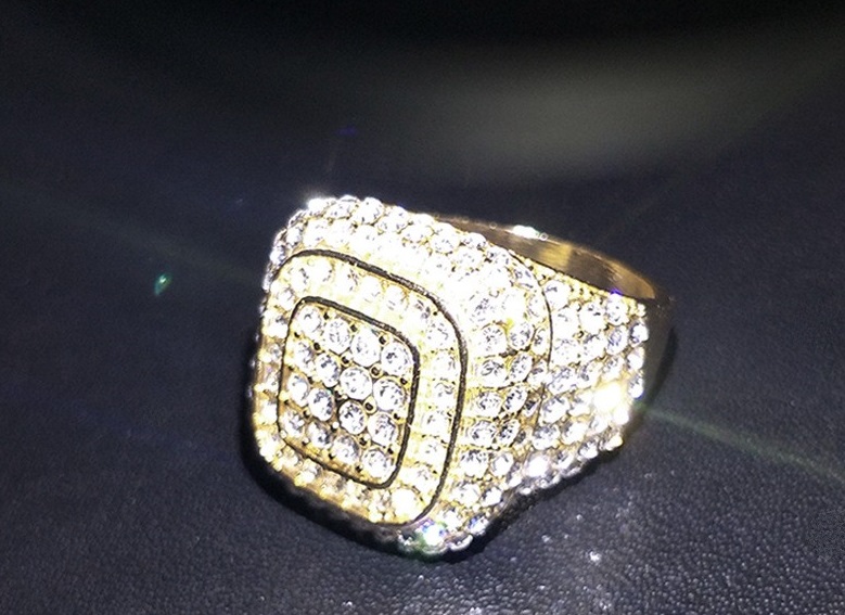 Punk Square Alloy Gold Plated Artificial Diamond Menu0027S Rings 1 Piece
