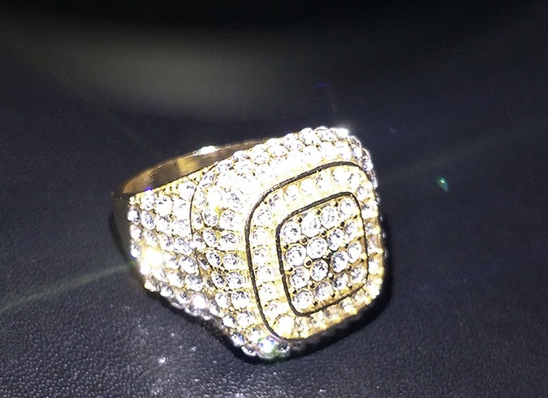 Punk Square Alloy Gold Plated Artificial Diamond Menu0027S Rings 1 Piece