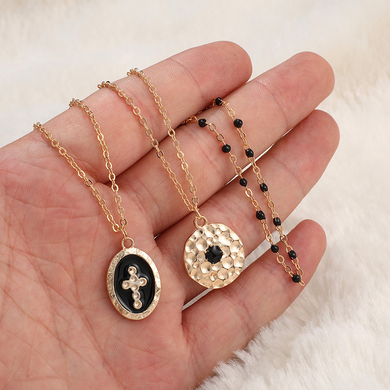 Fashion Cross Round Alloy Enamel Womenu0027S Layered Necklaces