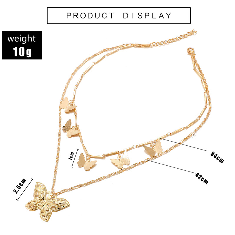 1 Piece Simple Style Butterfly Alloy Hollow Out Unisex Layered Necklaces