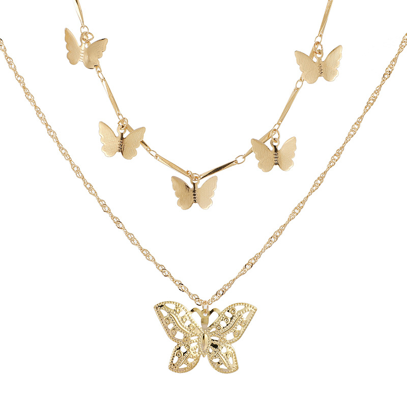 1 Piece Simple Style Butterfly Alloy Hollow Out Unisex Layered Necklaces