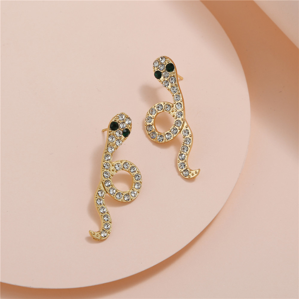 Fashion Snake Alloy Inlay Artificial Gemstones Womenu0027S Ear Studs 1 Pair