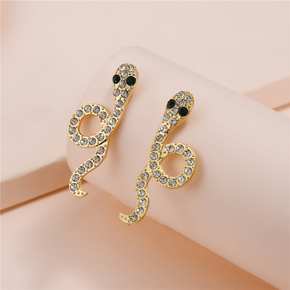 Fashion Snake Alloy Inlay Artificial Gemstones Womenu0027S Ear Studs 1 Pair