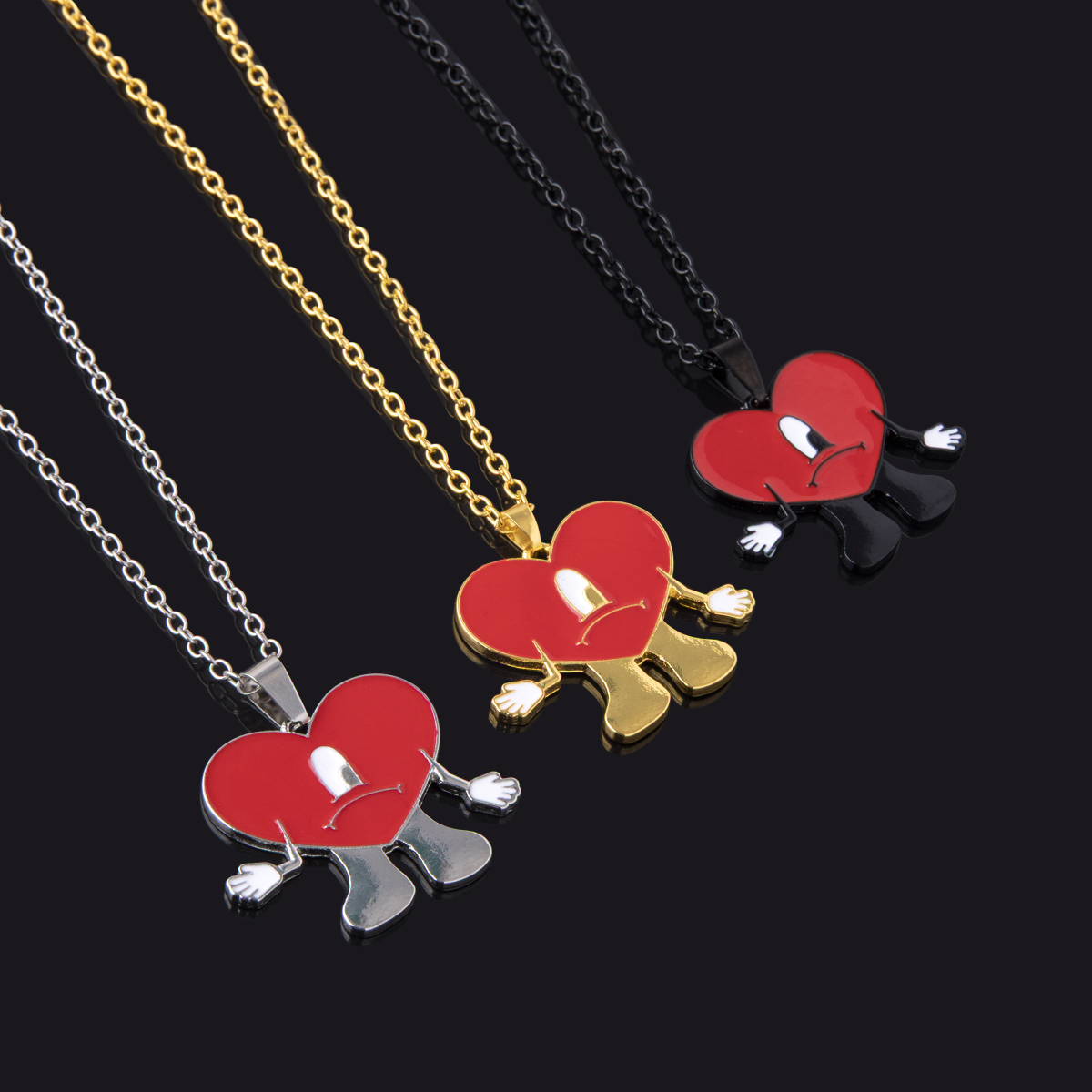 Fashion Heart Shape Alloy Chain Unisex Pendant Necklace 1 Piece
