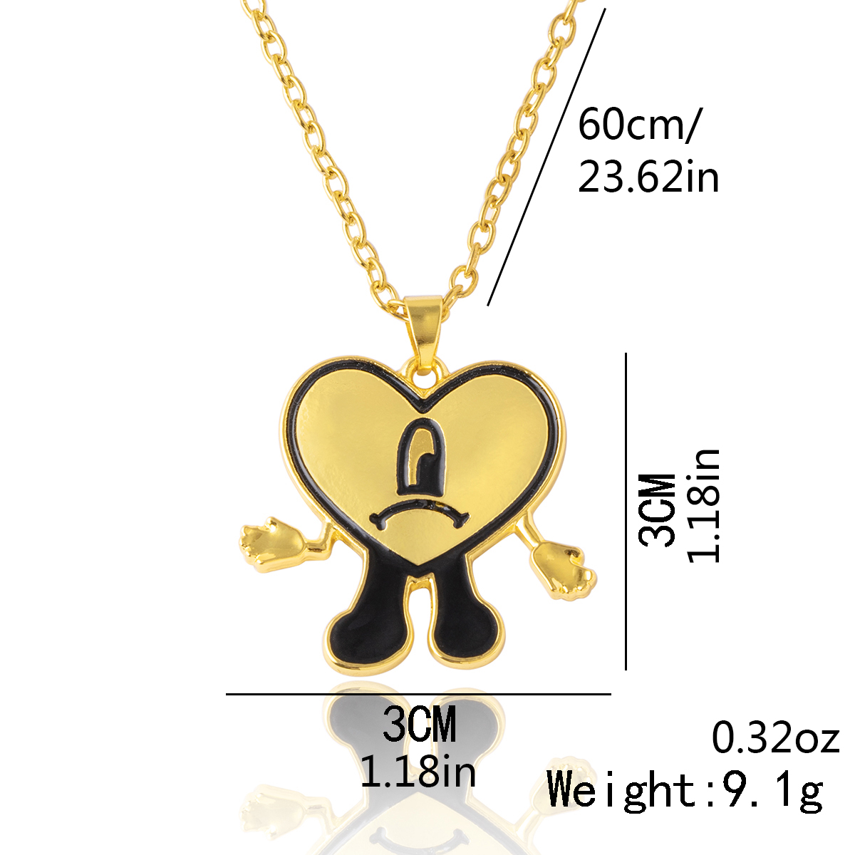Fashion Heart Shape Alloy Chain Unisex Pendant Necklace 1 Piece