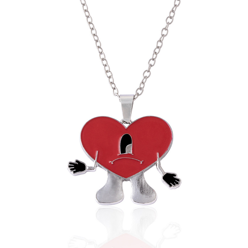 Fashion Heart Shape Alloy Chain Unisex Pendant Necklace 1 Piece
