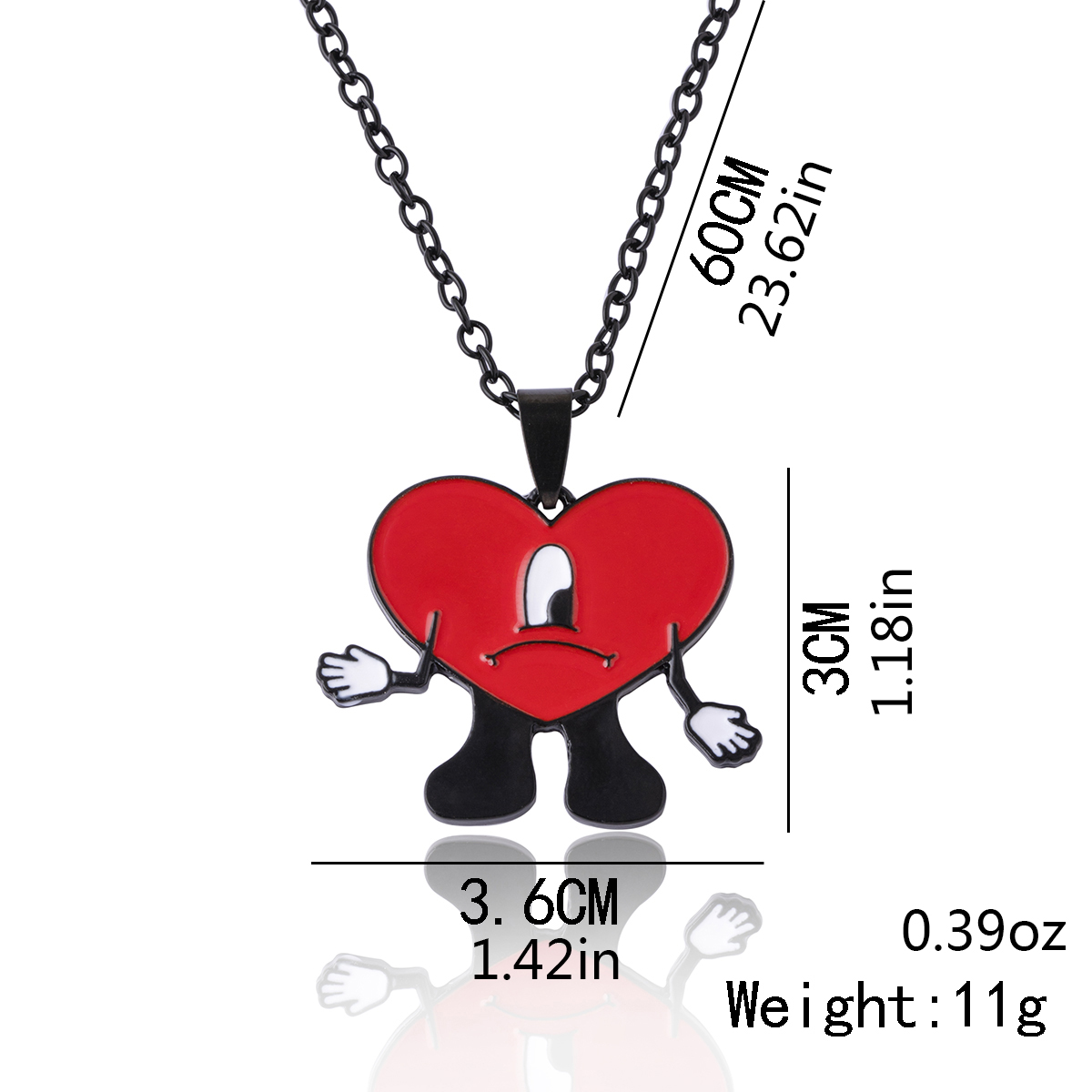 Fashion Heart Shape Alloy Chain Unisex Pendant Necklace 1 Piece
