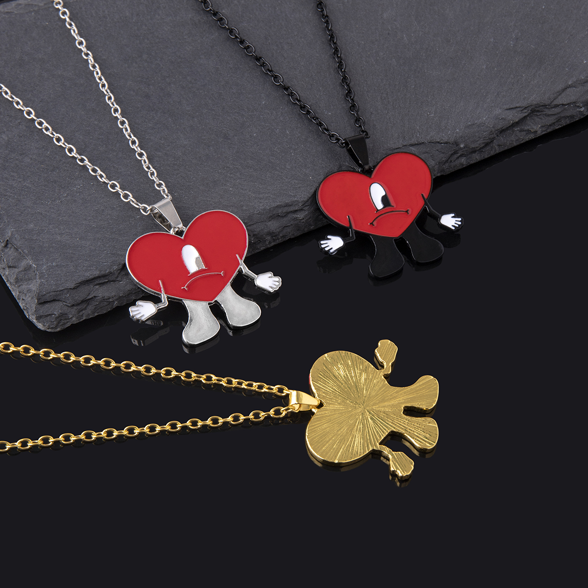 Fashion Heart Shape Alloy Chain Unisex Pendant Necklace 1 Piece