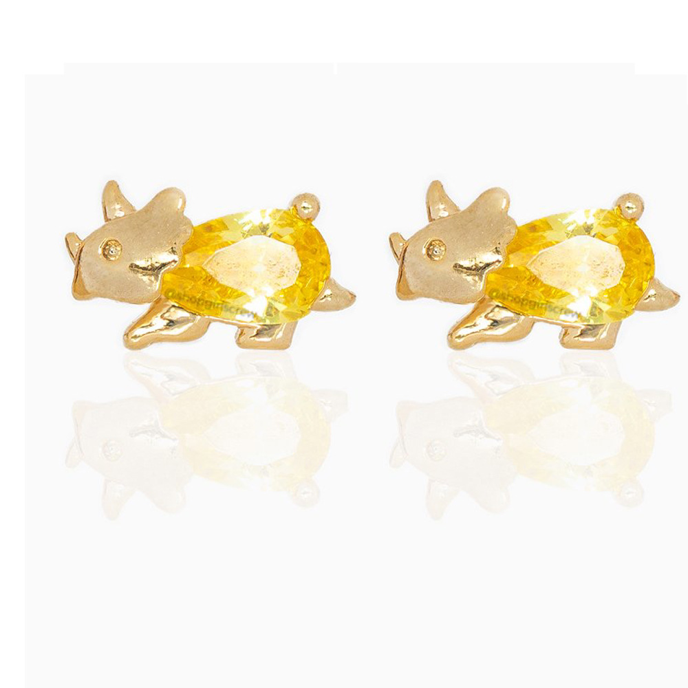 Cute Dinosaur Alloy Plating Rhinestones Womenu0027S Ear Studs 1 Pair