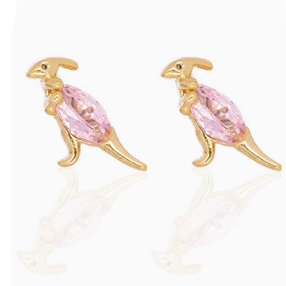 Cute Dinosaur Alloy Plating Rhinestones Womenu0027S Ear Studs 1 Pair