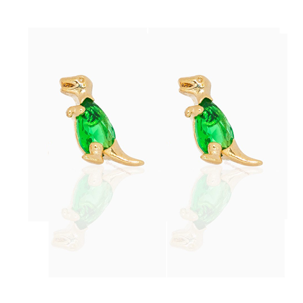 Cute Dinosaur Alloy Plating Rhinestones Womenu0027S Ear Studs 1 Pair