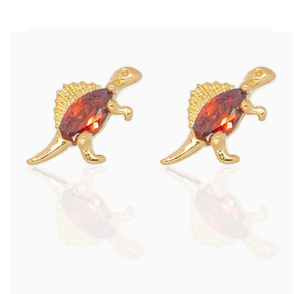 Cute Dinosaur Alloy Plating Rhinestones Womenu0027S Ear Studs 1 Pair