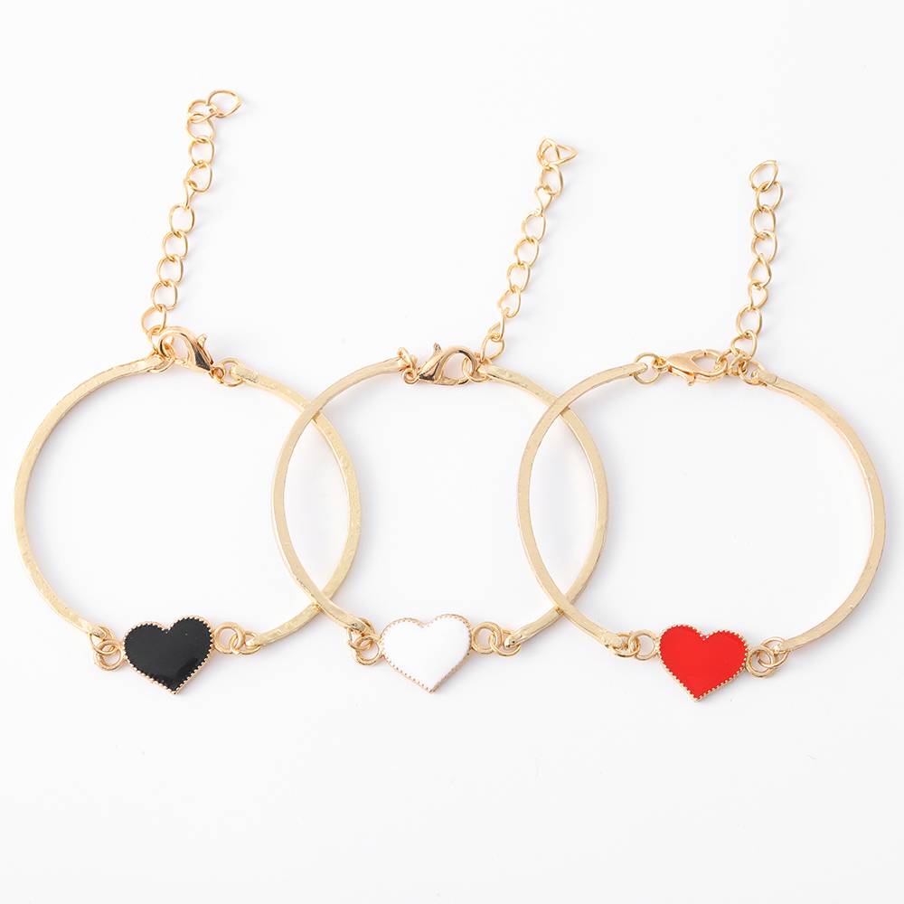 Sweet Heart Shape Alloy Gold Plated Epoxy Womenu0027S Bracelets Earrings Necklace