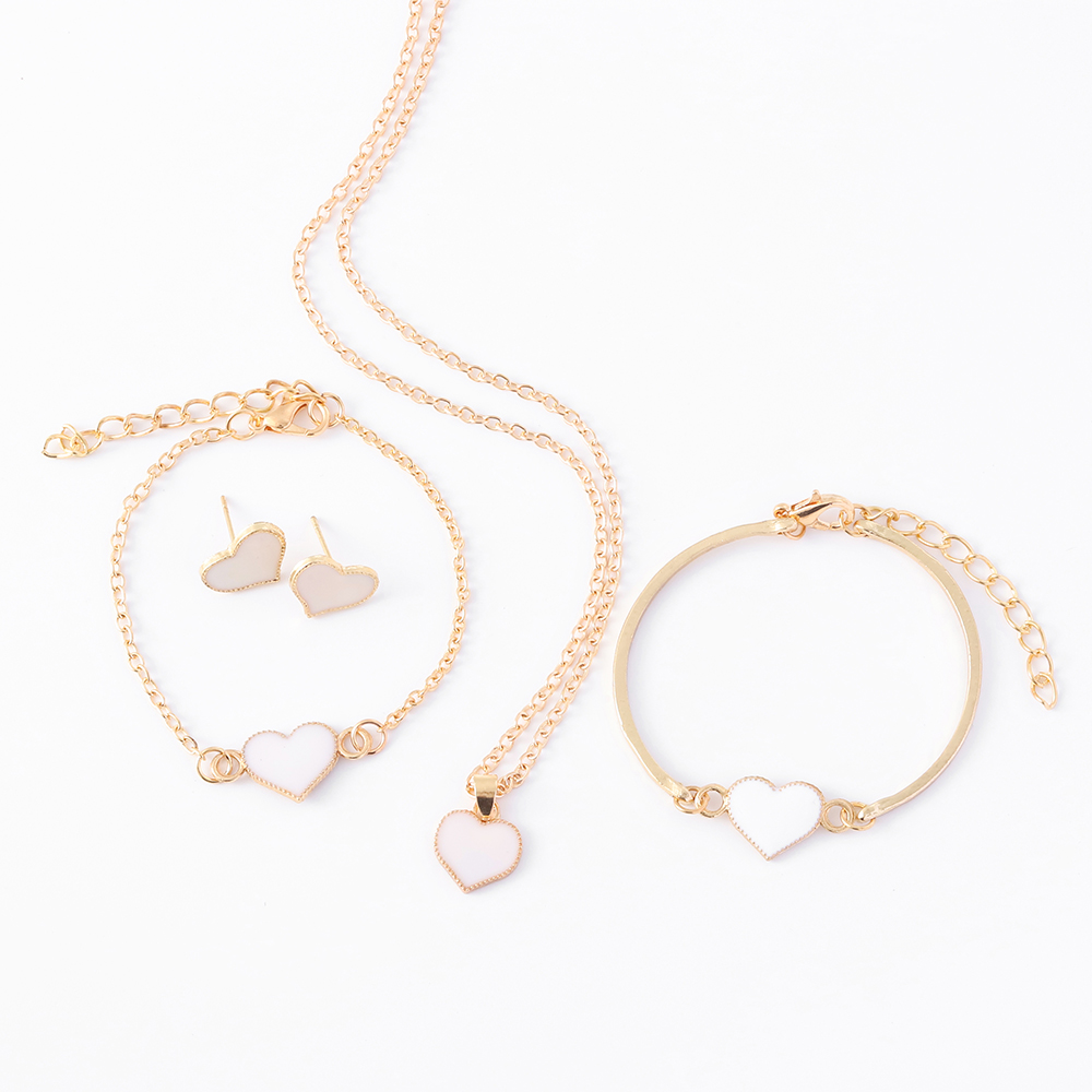 Sweet Heart Shape Alloy Gold Plated Epoxy Womenu0027S Bracelets Earrings Necklace