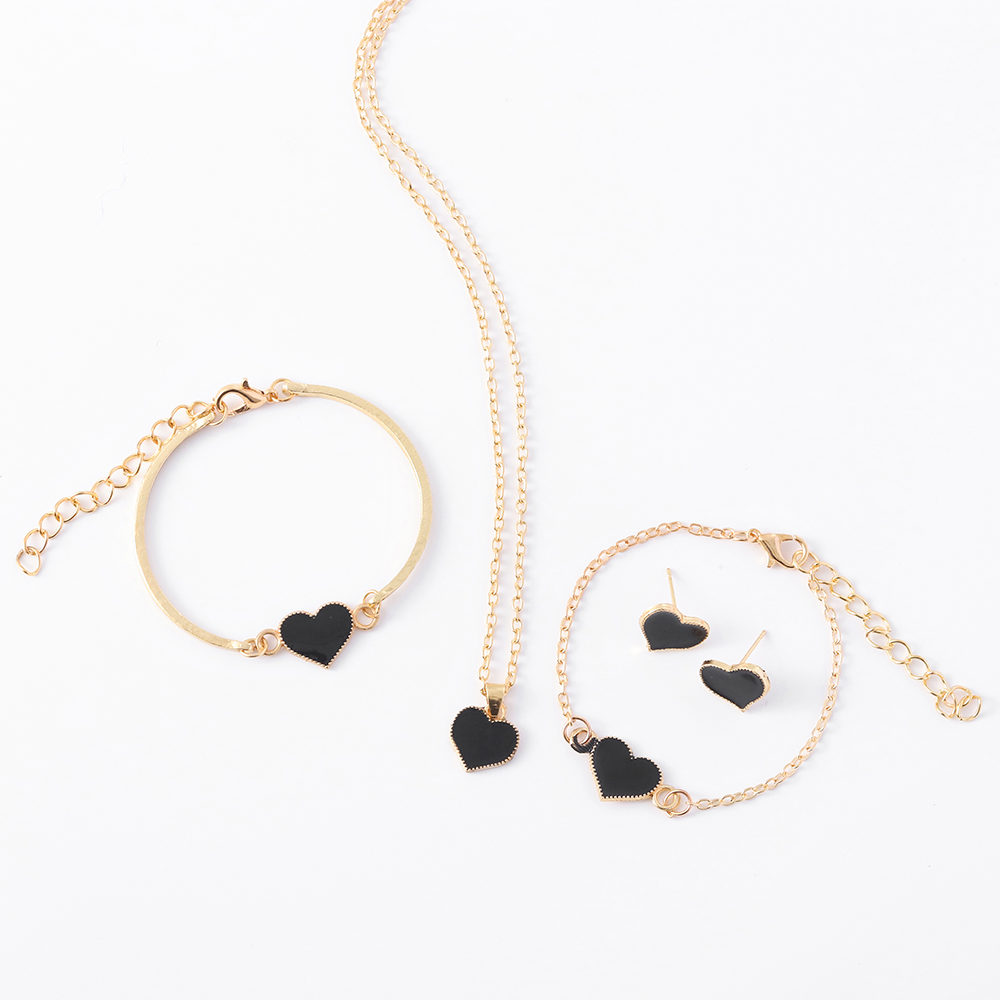 Sweet Heart Shape Alloy Gold Plated Epoxy Womenu0027S Bracelets Earrings Necklace