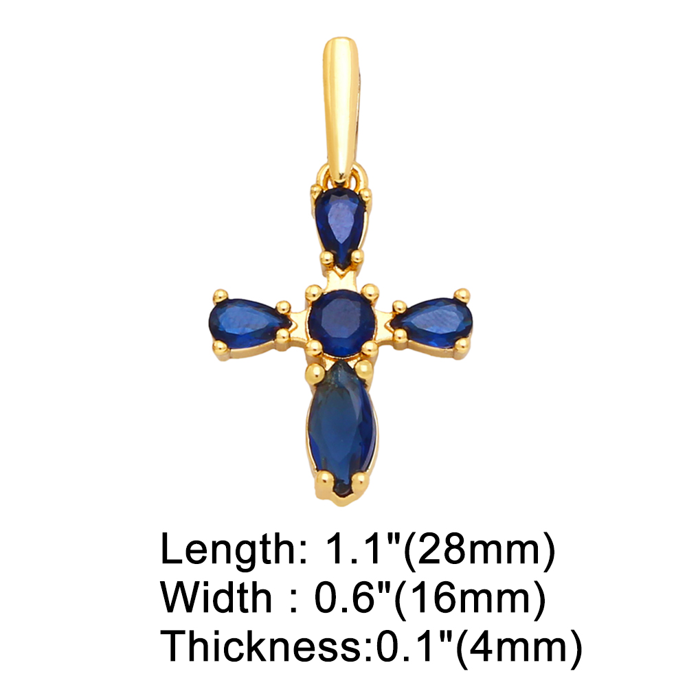 Fashion Cross Copper Plating Inlay Zircon Jewelry Accessories 1 Piece