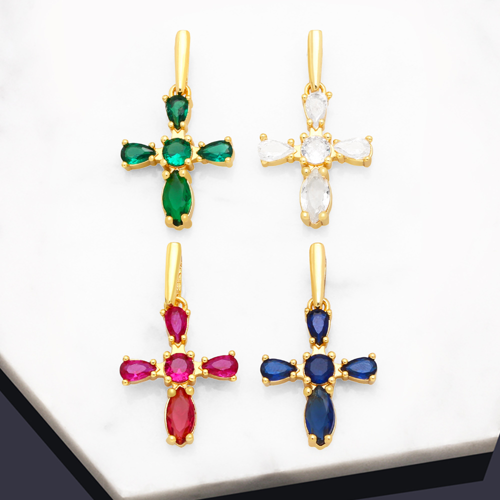 Fashion Cross Copper Plating Inlay Zircon Jewelry Accessories 1 Piece