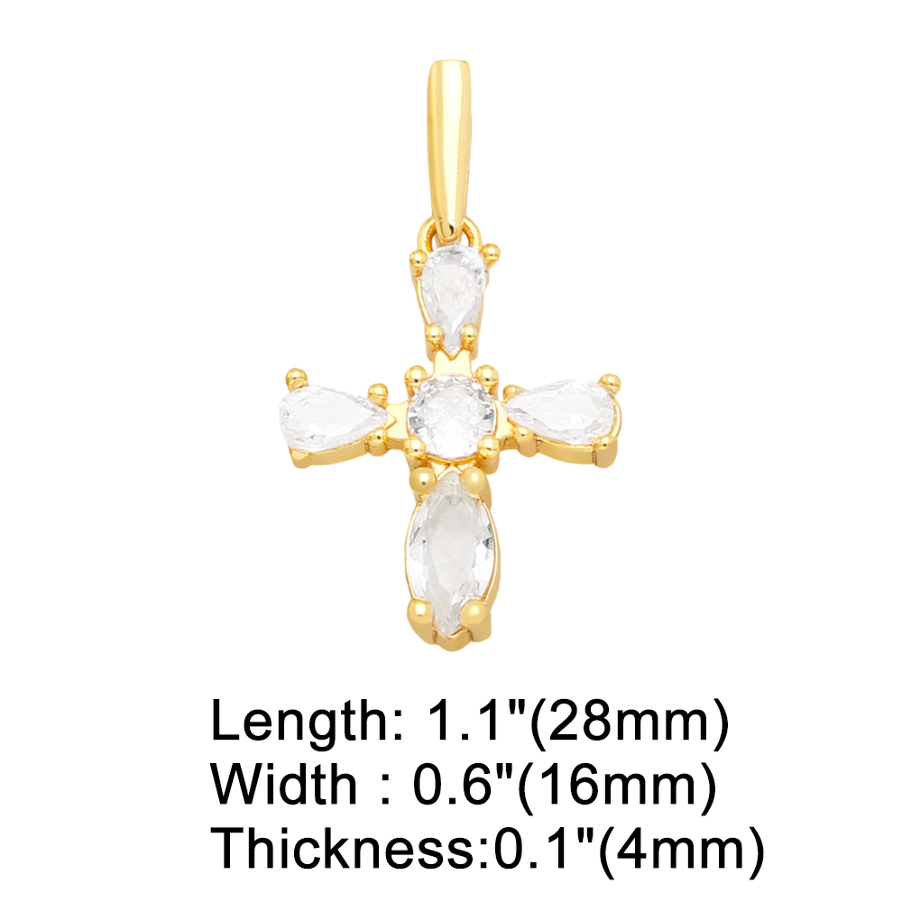 Fashion Cross Copper Plating Inlay Zircon Jewelry Accessories 1 Piece