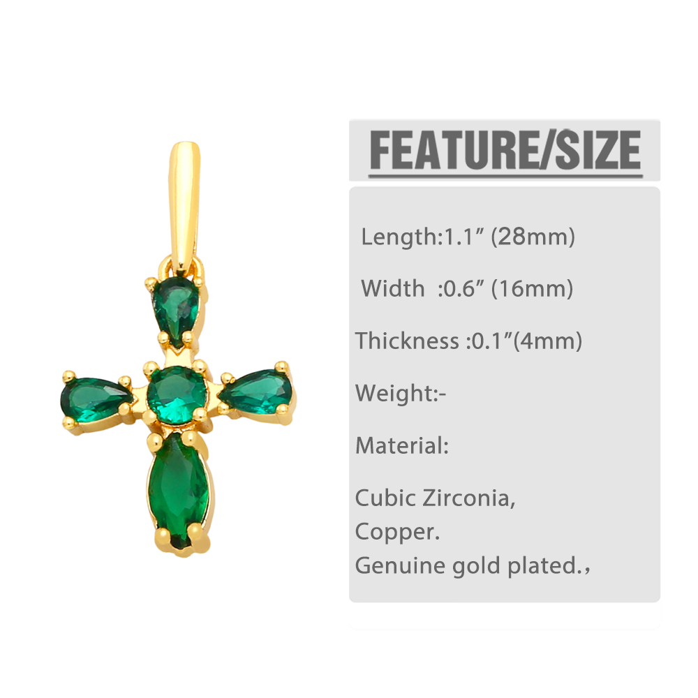 Fashion Cross Copper Plating Inlay Zircon Jewelry Accessories 1 Piece