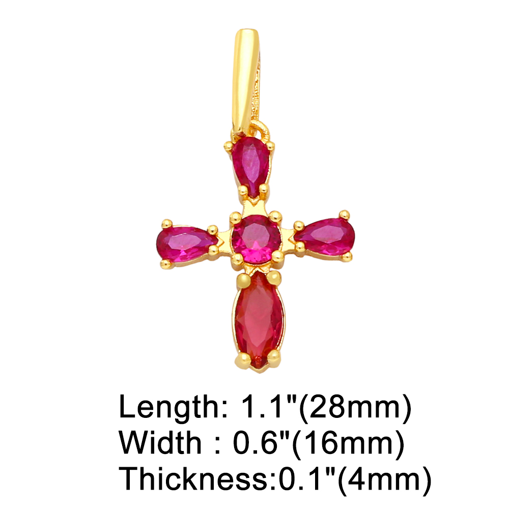 Fashion Cross Copper Plating Inlay Zircon Jewelry Accessories 1 Piece