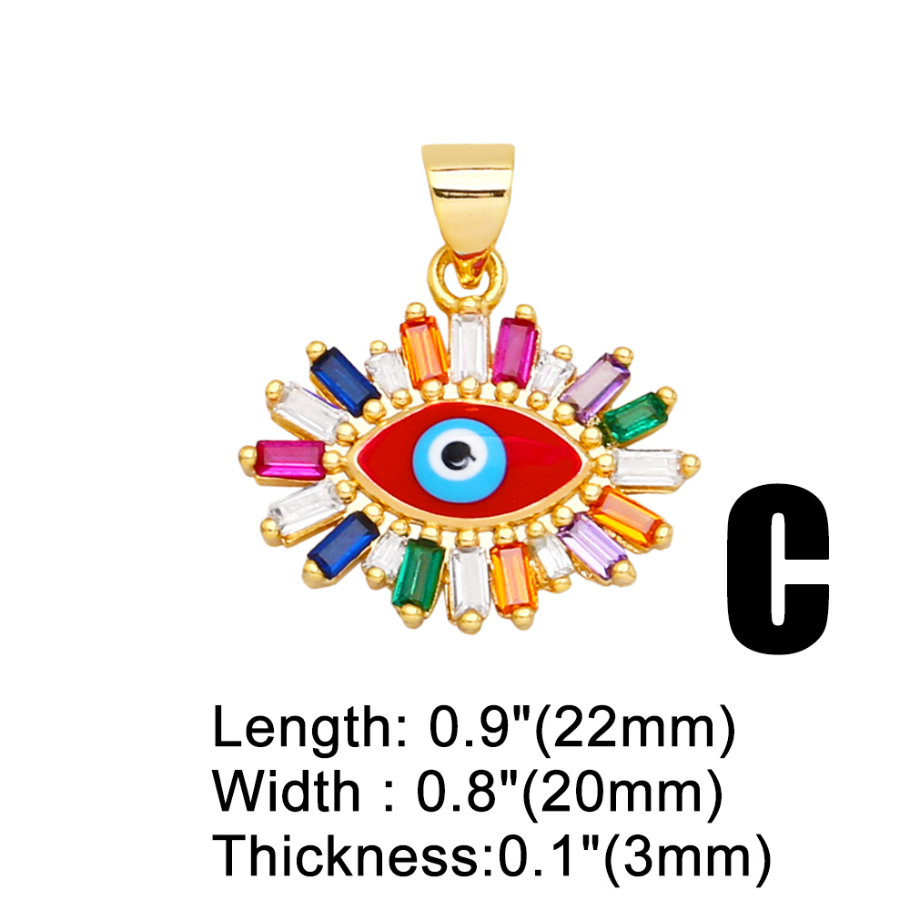 Cool Style Devilu0027S Eye Copper Enamel Plating Inlay Zircon Jewelry Accessories 1 Piece