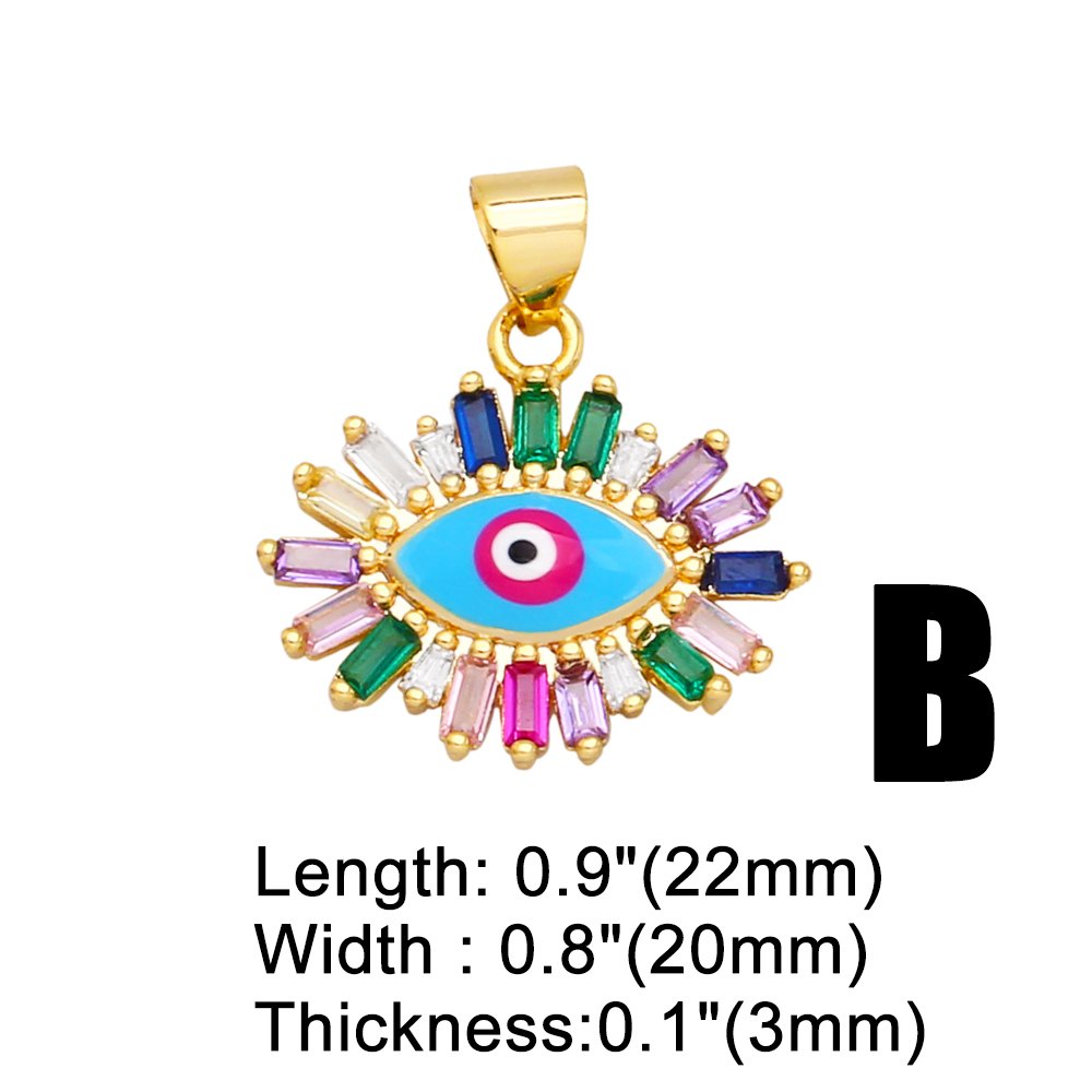 Cool Style Devilu0027S Eye Copper Enamel Plating Inlay Zircon Jewelry Accessories 1 Piece