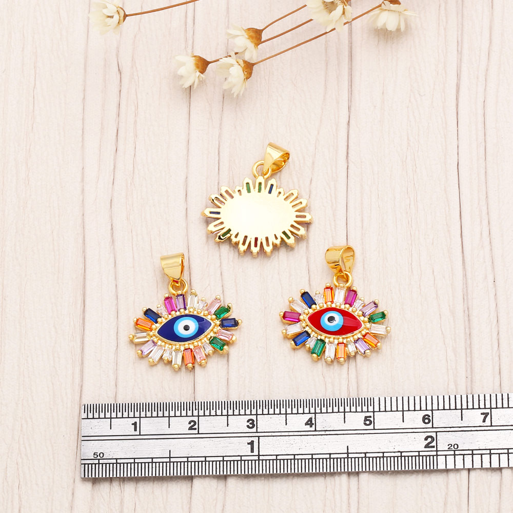 Cool Style Devilu0027S Eye Copper Enamel Plating Inlay Zircon Jewelry Accessories 1 Piece