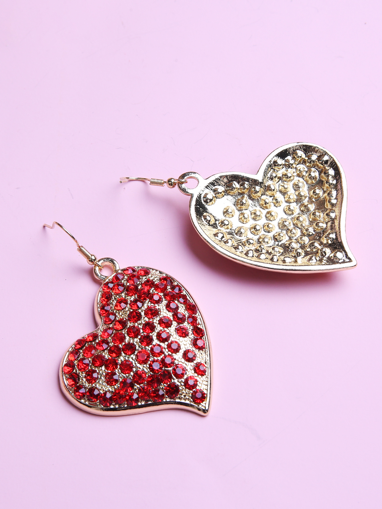 Fashion Heart Shape Metal Inlay Rhinestones Womenu0027S Drop Earrings 1 Pair