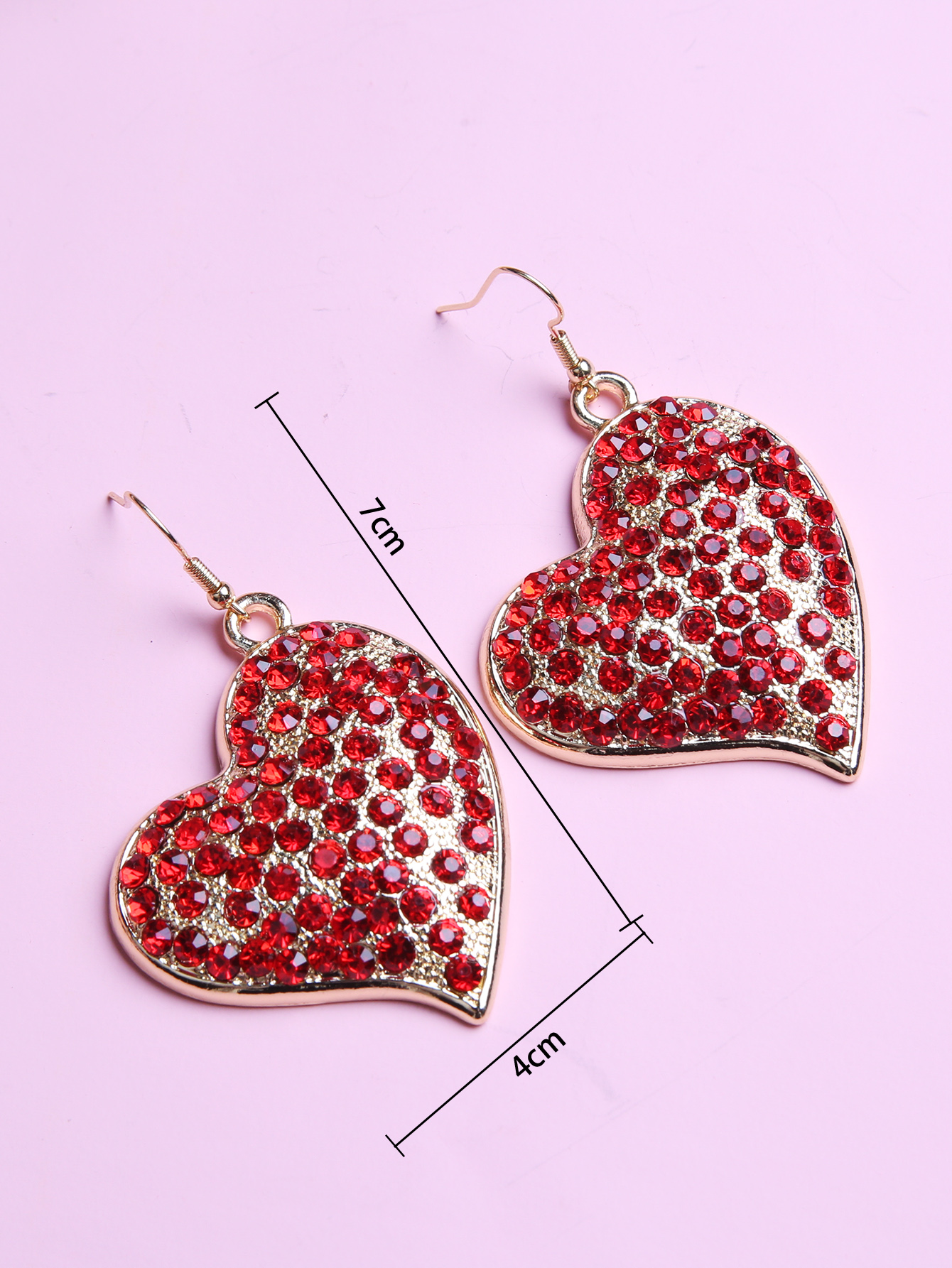 Fashion Heart Shape Metal Inlay Rhinestones Womenu0027S Drop Earrings 1 Pair