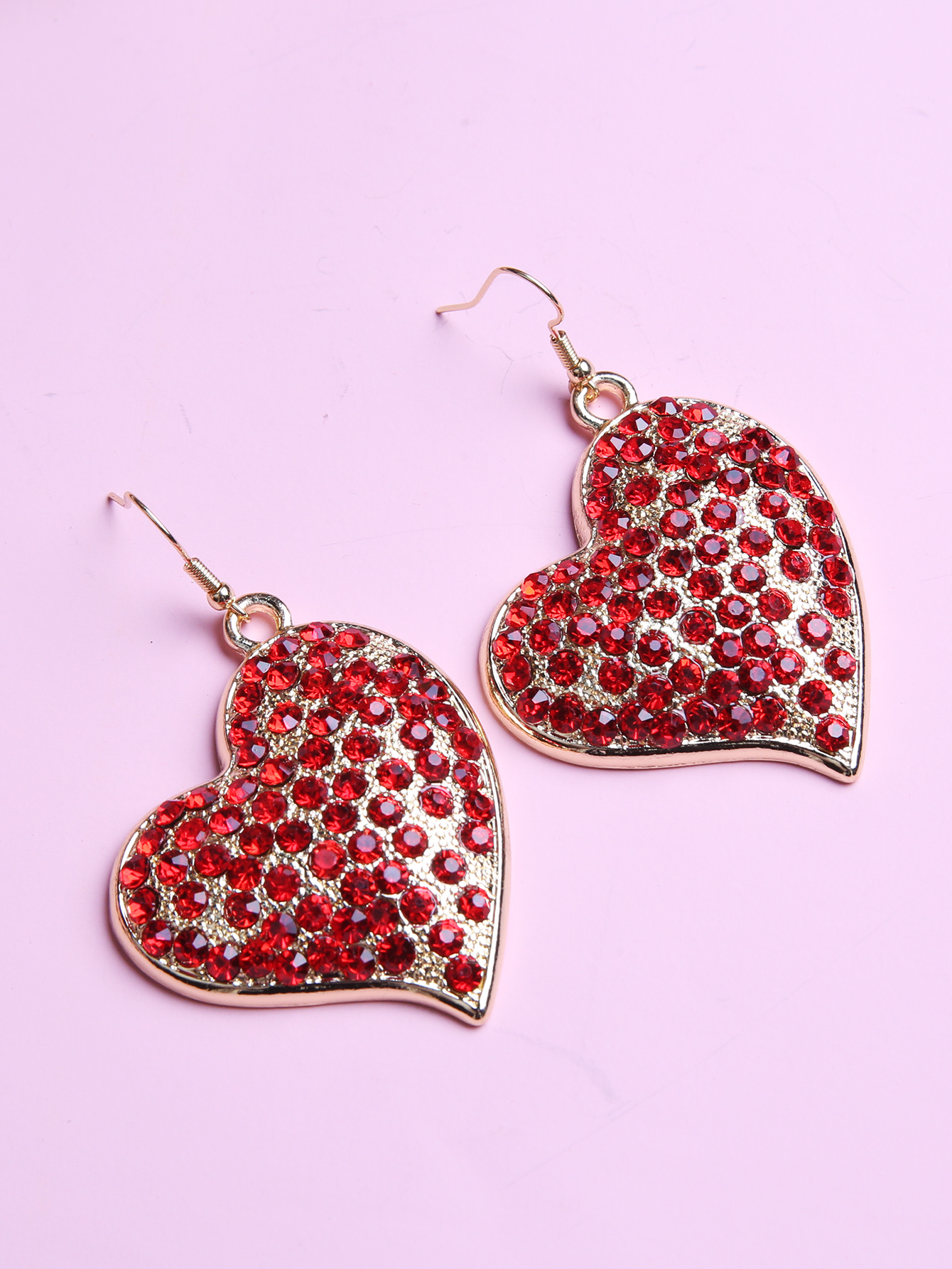 Fashion Heart Shape Metal Inlay Rhinestones Womenu0027S Drop Earrings 1 Pair