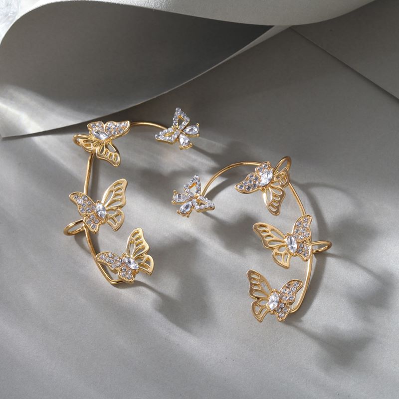 Fairy Style Butterfly Alloy Rhinestone Hollow Out Womenu0027S Ear clips 1 Piece