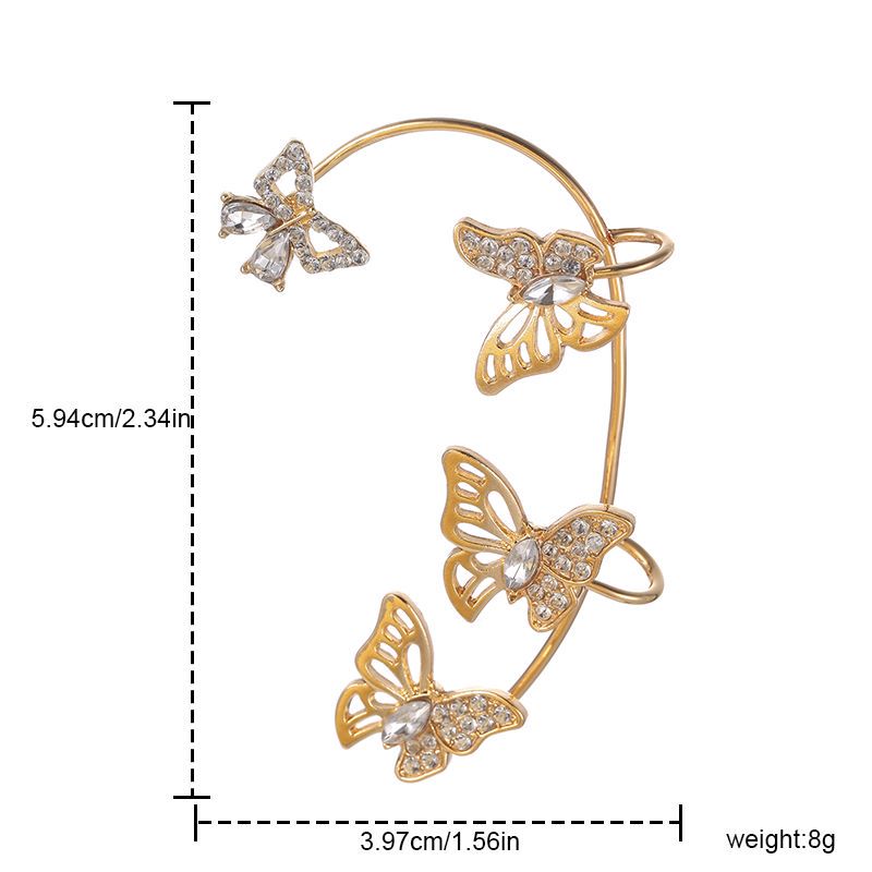 Fairy Style Butterfly Alloy Rhinestone Hollow Out Womenu0027S Ear clips 1 Piece