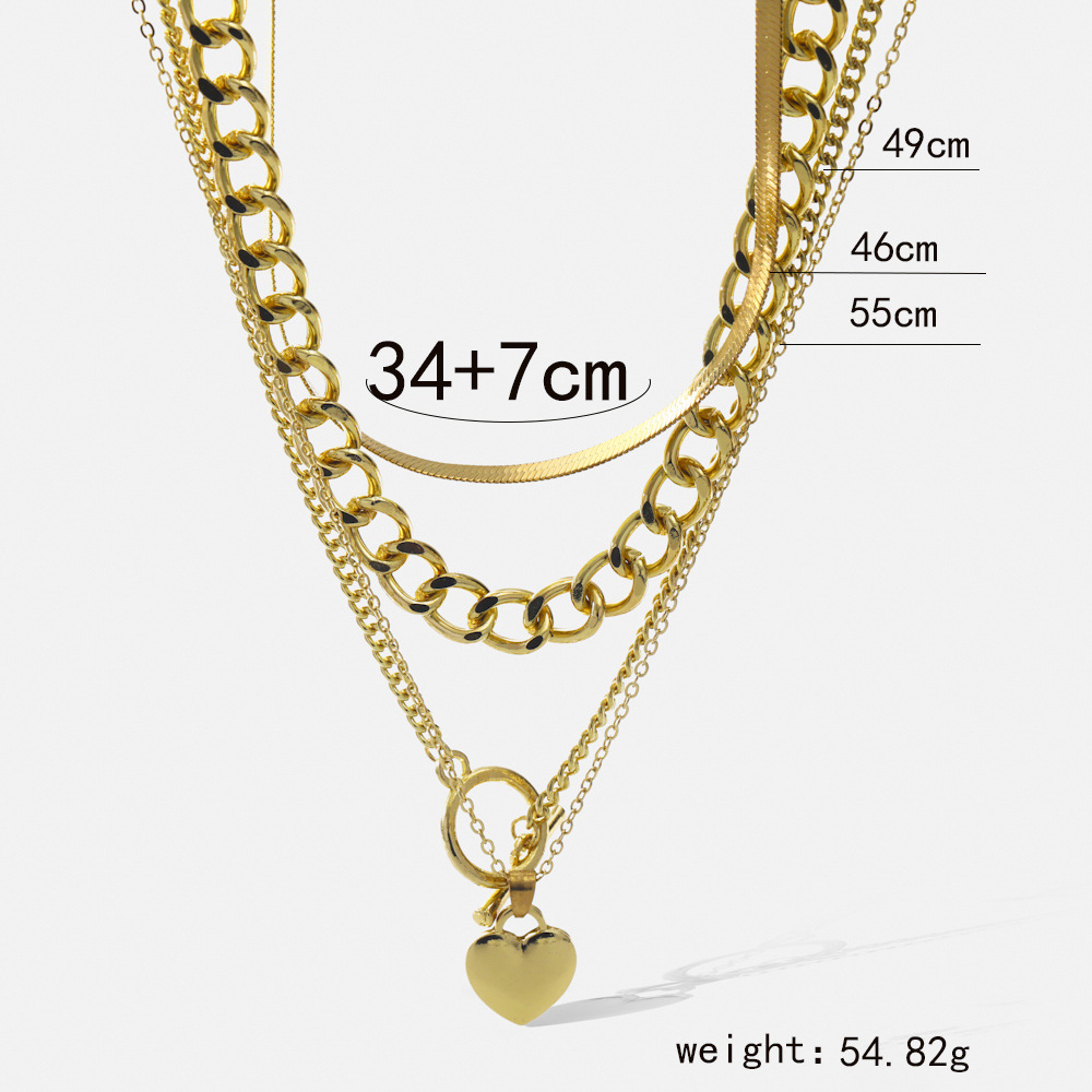 Fashion Heart Shape Lock Alloy Plating Birthday Womenu0027S Layered Necklaces 1 Set