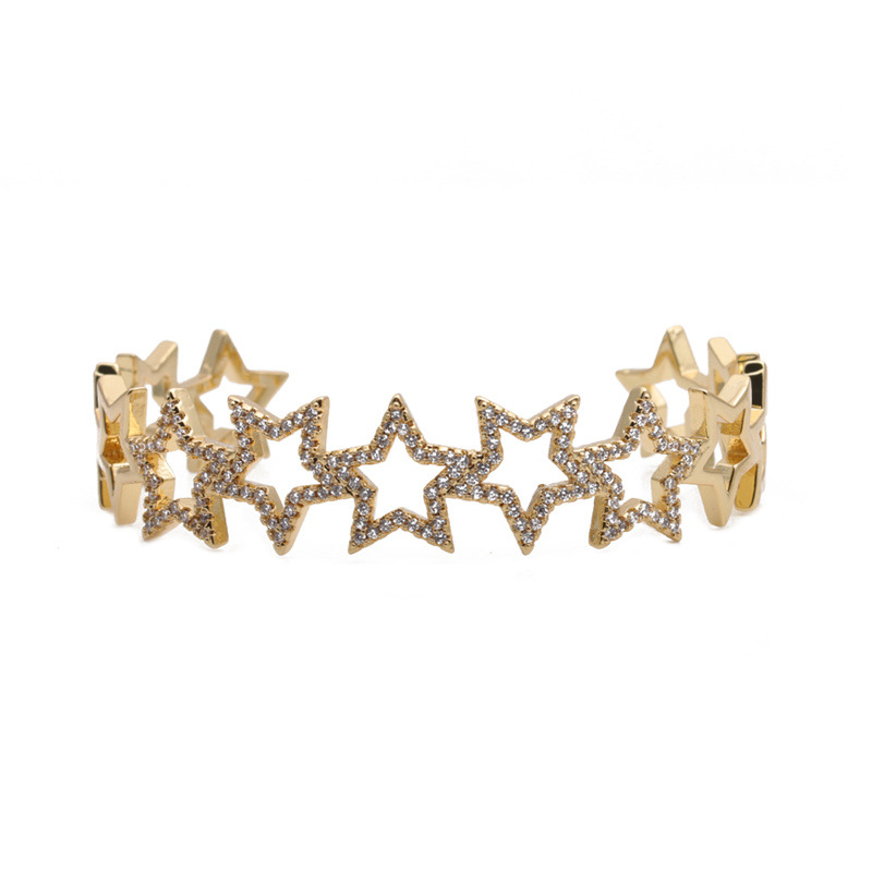 Fashion Star Copper Inlay Zircon Bangle 1 Piece