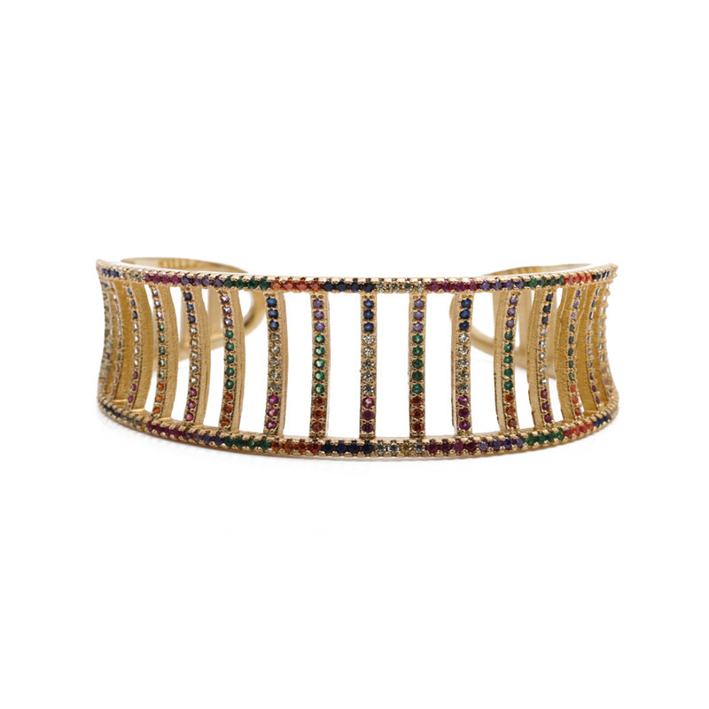 Fashion Star Copper Inlay Zircon Bangle 1 Piece