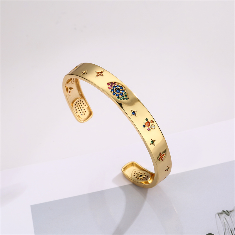 Fashion Star Copper Inlay Zircon Bangle 1 Piece