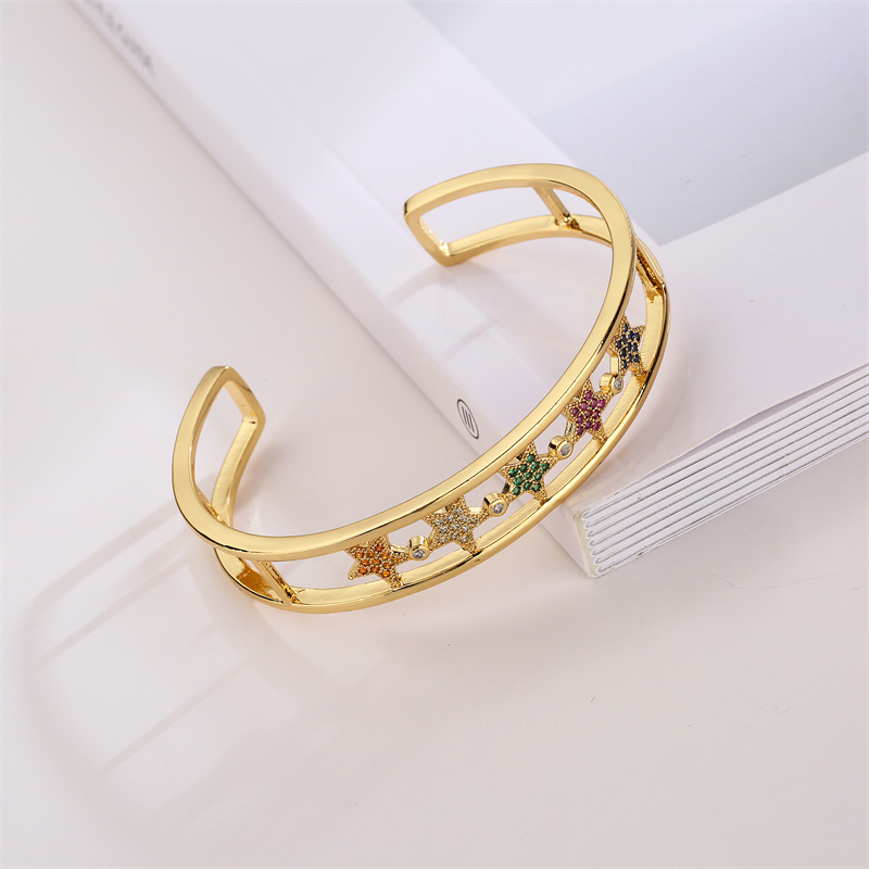 Fashion Star Copper Inlay Zircon Bangle 1 Piece