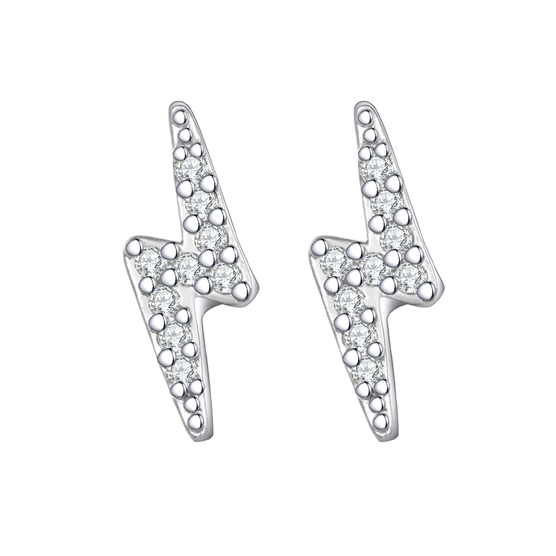 Simple Style Lightning Copper Gold Plated Zircon Ear Studs 1 Pair