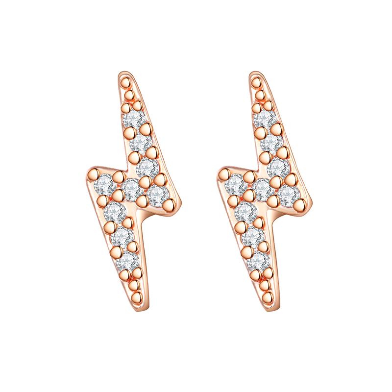 Simple Style Lightning Copper Gold Plated Zircon Ear Studs 1 Pair