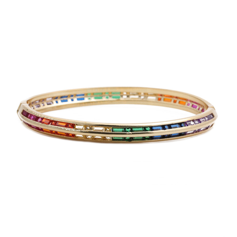 Fashion Geometric Copper Inlay Zircon Bangle 1 Piece