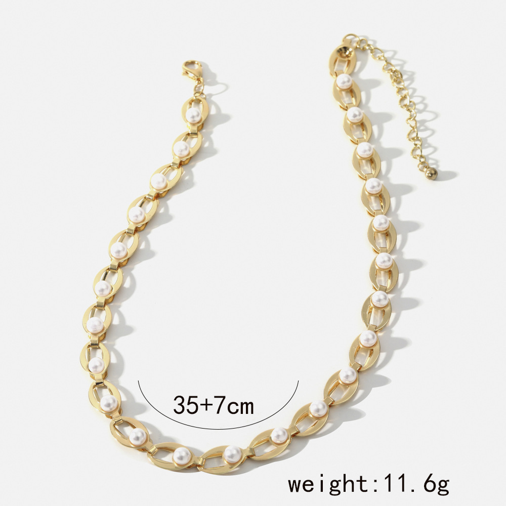 Fashion Geometric Alloy Plating Artificial Pearls Womenu0027S Necklace 1 Piece