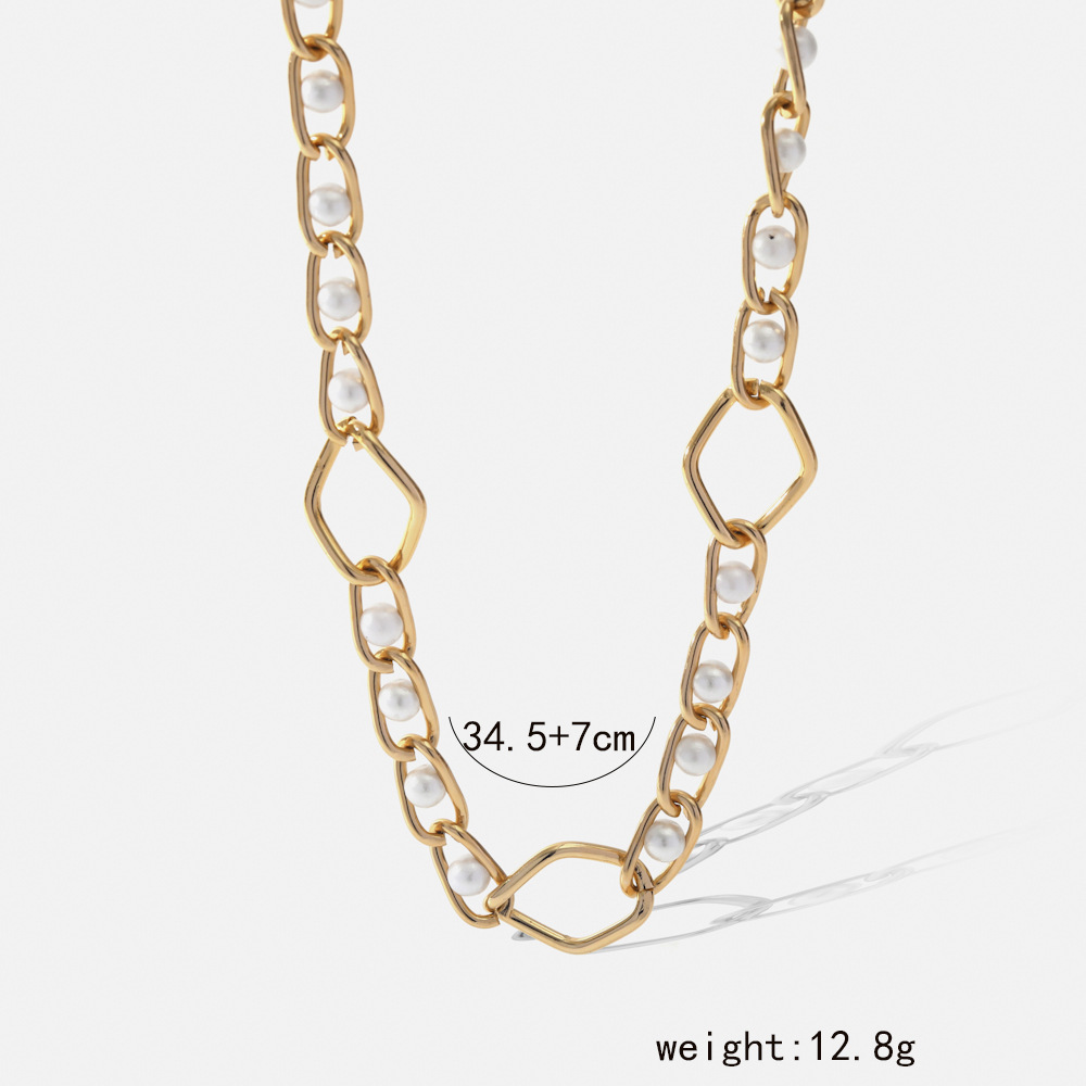 Fashion Geometric Alloy Plating Artificial Pearls Womenu0027S Necklace 1 Piece