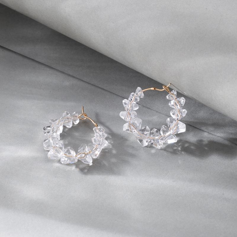 Fashion Transparent Artificial Crystal Copper Irregular Hoop Earrings 1 Pair