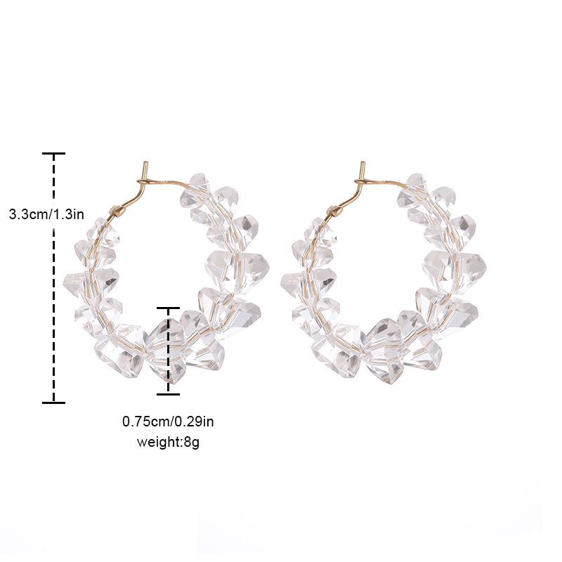 Fashion Transparent Artificial Crystal Copper Irregular Hoop Earrings 1 Pair