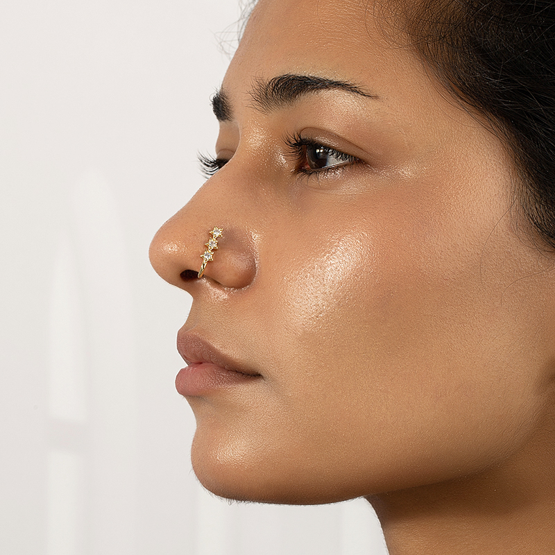 Fashion Star Alloy Plating Rhinestones Nose Ring 1 Piece