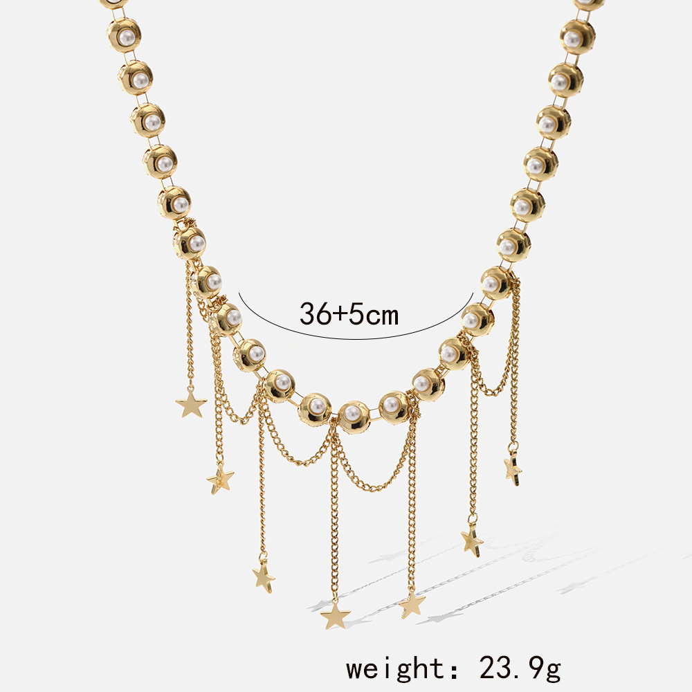 Fashion Star Moon Alloy Plating Artificial Pearls Womenu0027S Necklace 1 Piece